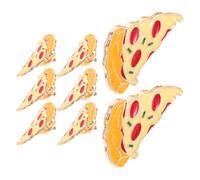 JEWEDECO 8pcs Cartoon Pizza Brooch Alloy Fast Food Badge Pins for Jackets Dresses Scarves Cute Vintage Style Lapel Pins for Casual and Party Wear