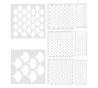 JEWEDECO 8pcs Fish Scale Stencil Set Reusable Plastic Templates for Painting with Realistic Texture, Flexible Pet Material, Supports Gradient Layouts, for Sketching and Crafts Painting
