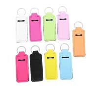 JEWEDECO 9pcs Colorful Rubber Lipstick Holder Keychain Set Protective Cover for Lip Balm and Lipstick Portable Travel Accessory for Women