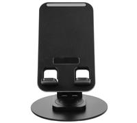 JEWEDECO Adjustable Cell Phone Stand Holder Portable Stable Aluminium Alloy with Silicone Pad for Smartphones Tablets Office Bedroom Black