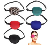 JEWEDECO Adjustable Soft Eyepatch to Strengthen Amblyopia Training and Eyesight 6pcs for Adults Lightweight Polyester Single Eye Patch for Pirate Party Costume Props