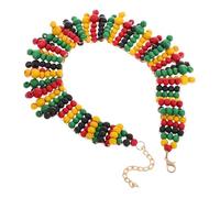 JEWEDECO African Wooden Bead Necklace Colorful Choker Multi Layer for Women | Handmade Woven Design, Lightweight Comfort, Vibrant Colors, for Cultural Events, Parties and Traditional Attire