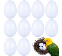 JEWEDECO Artificial Bird Eggs for Breeding Birds 10pcs Plastic White | Lifelike Prop Set, for Peony Parrot and Budgerigar Use, Supports Hatching Management and Breeding