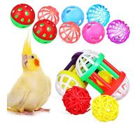 JEWEDECO Bird Ball Foraging 12 Pcs Plastic Bell Balls for Parakeets Small Birds Cage Play and Chewing Training