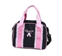 JEWEDECO Black Dance Bag for Kids Shoulder Tote Duffle Bag Shoe Compartment Waterproof for Girls for Ballet and Latin Dance Practice