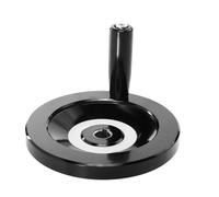 JEWEDECO Black round Mechanical Hand Wheel with Revolving Handle, Made of Synthetic Material, Easy to Install and Disassemble, Suitable for Machinery and Packaging Equipment