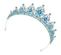 JEWEDECO Blue Tiara for Women Featuring a Crystal Wedding Crown Design with Versatile Bridal Headwear, Comfortable Fit, and Elegant Baroque Style, for Special Occasions and Themed Parties