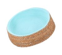 JEWEDECO Breathable Wicker Pet Bed Small Round Cozy Sleeping Cushion for Dogs Cats Puppies Warm and Comfortable Woven Mat Easy to Clean Indoor Pet Supply