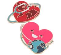 JEWEDECO Brooch Pins Alloy Material, Portable and Easy Attachment 2pcs Heart Shaped with Stethoscope Design Lapel Pins for Nursing Staff and Women Work Uniforms