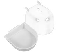 JEWEDECO Caged Bird Bath for Parrots and Canaries White Plastic Bird Bath Cage with Covered Design for Cage for Indoor Use