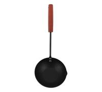JEWEDECO Cast Iron Oil Ladle with Walnut Wood Handle for Kitchen Cooking and Serving Sturdy Iron Construction with Comfort Grip for Cold Dishes and Seasoning