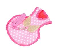 JEWEDECO Chicken and Duck Adjustable Polyester Vest with Leash, Decorative Harness for Autumn Winter, Small Pink Polka Dot, Outdoor Training and Walking for Poultry Pets