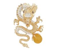 JEWEDECO Chinese Style Dragon Brooch Pin Luxury Zodiac Lapel Pin for Women Elegant Dragon Year High-end Chinese Brooch Accessory for Suits and Dresses Anniversary and Festival Jewelry