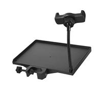 JEWEDECO Clamp-on Black Microphone Stand Tray with Smooth Plastic Surface for Live Broadcast, Compatible with Music and Microphone Stands, for Organising Sound Cards and Accessories