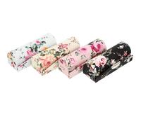 JEWEDECO Cloth Lipstick Case Preventing Mess and Separation with Mirror 4 Pcs for Ladies Tiny Floral Prints, Elegant and Beautiful Lipstick Holder Portable Cosmetic Storage for Travel