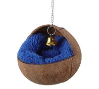 JEWEDECO Coconuts Shell Bird Nests House Bed Hanging Bird Bed Suspending Parrot Nest Not Easily Deformed Easy to Hang Natural Coconuts Shell Plush Warm Pad Bell Hooked on Your Porch