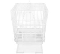 JEWEDECO Comfortable Parrot Carrier Small Bird Cage Iron and Plastic Portable Bird Carrier with Breathable Performance White for Daily Life and Walking