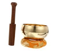 JEWEDECO Copper Singing Bowl Set with Striker Cushion Tibetan Style Meditation Bowl for Calming Therapeutic Effect Spiritual and Traveling Use