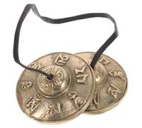JEWEDECO Copper Tingsha Cymbals Bell Featuring Embossed Design, Producing Pleasant Sounds and Enhancing the Atmosphere, for Music Performances and Recreational Activities with Tibetan
