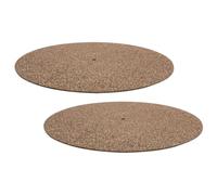 JEWEDECO Cork Slip Mat Turntable 2 Pack Vinyl Record Player Pad Groove for Record Protection