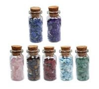 JEWEDECO Crushed Stones Wishing Bottles Natural Crystal 7 Bottles Crystal Material Ore for Crafts and Jewelry Making for Garden Decoration and Stone Collection