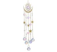 JEWEDECO Crystal Wind Chime Sun Catcher Decor with White Crystal Pendant Hanging Indoor Garden Ornament for Home Office Wedding Sparkling Rainbow Prism Luck Charm Lasting Shine