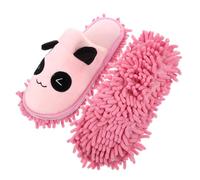 JEWEDECO Cute Panda Lazy Mop Slippers Pink Floor Cleaning Socks Silent Microfiber Home Cleaning Tools for Tile Vinyl Floors Fit Women Men