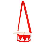 JEWEDECO Cute Wooden Snare Drum for Portable Double-sided Percussion Instrument with Adjustable Strap Educational Music for Preschool