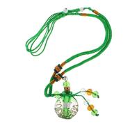 JEWEDECO Elegant Baroque Glass Essential Oil Diffuser Necklace Pendant Vintage Jewelry for Women St Patrick' Day Inspired Keepsake Accessory Peaceful