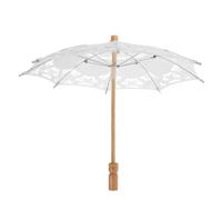 JEWEDECO Elegant Lace Embroidery Bridal Umbrella Handmade Soft Cotton Material Lightweight Parasol for Wedding Photography and Tea Party Decor in Classic Western Royal Style