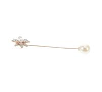 JEWEDECO Elegant Pearl Rhinestone Flower Brooch Pin for Women Alloy Floral Lapel Corsage with Dazzling Crystals Secure Suit Accessory for Weddings Business Meetings Dinners and Formal