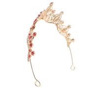 JEWEDECO Elegant Red Rhinestone Tiara Headband for Bride with Comfortable Wear and Detailed Craftsmanship, Bridal Headwear for Traditional Ceremonies and Special Occasions