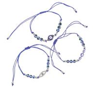 JEWEDECO Evil Eye Bracelets Unique Design 3pcs Blue for Women with Alloy Beads and Wax String Adds a Touch of Mystery, for Festivals and Gatherings