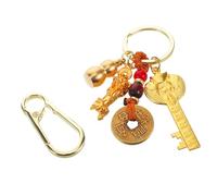 JEWEDECO Feng Shui Gourd Keychain Piyao and Five Emperor Snake Year Zodiac Pendant for Luck and Wealth for Bags and Keyrings