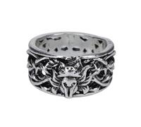 JEWEDECO Foxes Pattern Man Ring Vintage Tribal Alloy Stylish Finger Jewelry for Men Silver Size 9 Casual Wear
