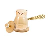 JEWEDECO Glass Coffee Pot Vintage Elegant Style 350ml with Side Handle and Long Handle Design for Versatile Application, Multifunctional Use in Coffee Shop and Office