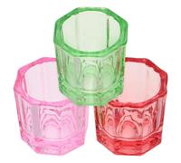 JEWEDECO Glass Nail Monomer Bowl Octagonal Dappen Dish 3Pcs Sturdy Glass Mixing Cups for Acrylic Nail Art Salon Supplies