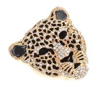 JEWEDECO Golden Leopard Head Brooch Zinc Alloy Pin Design Versatile Accessory with Rhinestones Stylish Animal Motif Lapel Pin for Suits and Cardigans