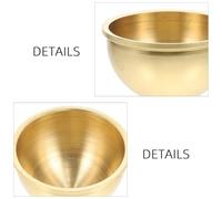 JEWEDECO Golden Pure Copper Water Offering Cup Small Large Capacity Smooth Surface Temple Buddhist Ritual Bowl for Worship and Meditation
