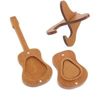 JEWEDECO Guitar Easy to Carry and Open Guitar Shape Design Holder with Pick Case Wooden Compact for Small Things for Musicians