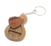 JEWEDECO Guitar Pick Keychain Creative Plectrum Keychain Wood Guitar Pick Storage Box Holder