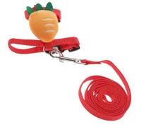 JEWEDECO Hamster Harness Leash Bunny Harness Kit Pet Garment and Leash Set Sewing Portable Nylon Plush Lovely Design Red Colour for Walking and Attending Parties Small Pets