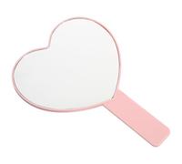 JEWEDECO Handheld Mirror Travel Mirror 3.5x3.5 Inch Heart-shaped Cute Pink Plastic Glass Easy to Carry Accurate Reflection Quick Makeup on The Go