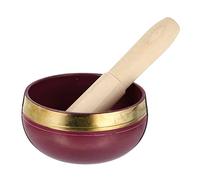 JEWEDECO Handmade Purple Sound Bowl for Yoga Meditation Buddha Singing Bowl Stick for Mindfulness Practice