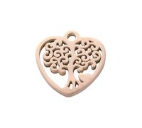 JEWEDECO Heart Shape Life Tree Pendant Rose Gold Durable Titanium Steel Jewelry Accessory for Diy Bracelets Necklaces and Earrings Charm for Crafting Unique Jewelry