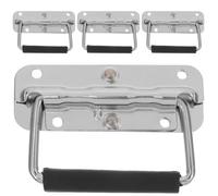 JEWEDECO Heavy Duty Fold Away Box Handle Black Non-Slip Grip with Spring Loaded Design 4pcs Arc Shape Iron Construction Surface Mount Handle for Flight Case Hardware and Stacked Cargo