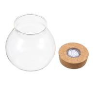 JEWEDECO High Borosilicate Glass Fish Tanks with LED Light for DIY Micro Landscape and Home Decor, Creative Ecological Bottle Fish Tank with Lighting Decoration and Wooden Lid, for Room