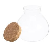 JEWEDECO Home Decor Micro Landscape Planter Bottle Round Glass Jar with Cork Lid Easy to Clean for Fern and Moss Plants