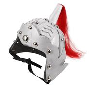 JEWEDECO Knight Helmet Silver Historical Soldier Headwear Realistic Stage Performance Prop for Boys Roleplay Theater Halloween Party Cosplay