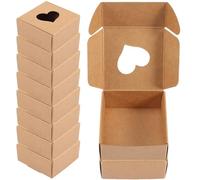 JEWEDECO Kraft Paper Boxes Soap Packaging Boxes Vintage Style 20pcs with Hollow Heart Window Space Saving Easy to Store for Weddings and Birthdays